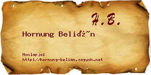 Hornung Belián névjegykártya